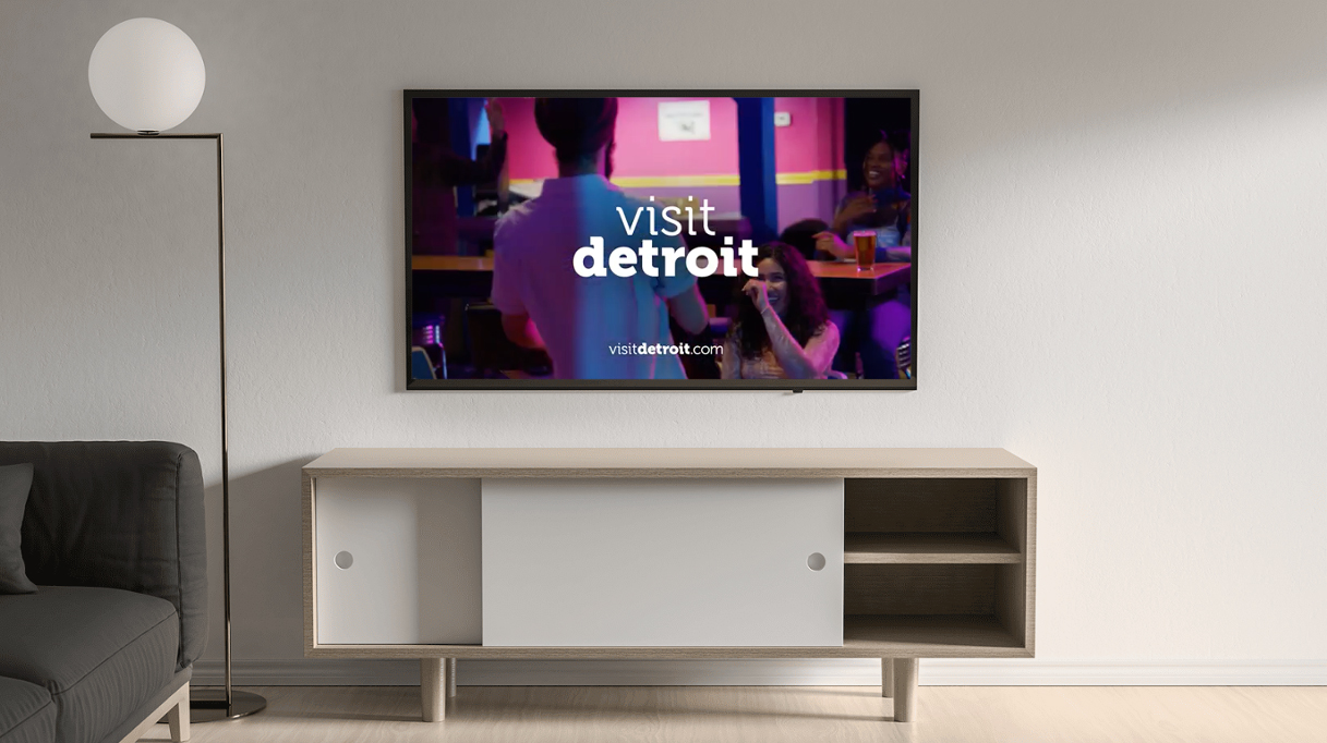 visit detroit digital advertising space on a tv